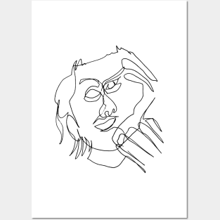 Continuous line drawing face #3 graphic (black line) Posters and Art